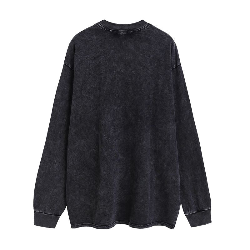 Men Long Sleeve Shirt Vintage Printed Vintage Long Sleeve T-shirt Men and Women All-Matching Base