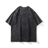 Men T Shirt Hip Hop Retro Style Short Sleeve T-shirt Worn Looking Washed-out