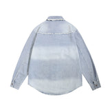 Men Long Sleeved T Shirt Letter Wash Denim Shirt Coat Spring and Autumn Men's Long Sleeve Shirt Jacket