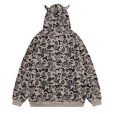 Men Fleece Lined Hoodie Camouflage Cardigan Sweater Men's Autumn and Winter High Street Zip Long Sleeve Coat