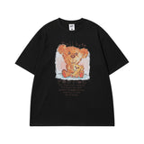 Men T Shirt Bear Printed Cotton Short-Sleeved T-shirt Baby Boy and Girl Summer Loose