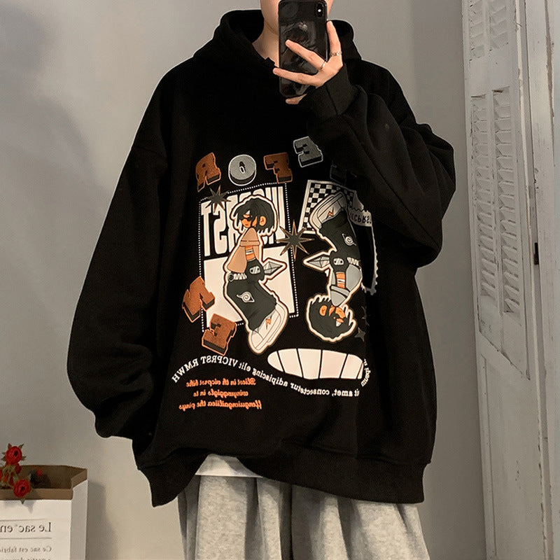 Men Hoodie Cartoon Hooded Sweatshirt Men Spring Autumn West Coast Fashion Brand Coat