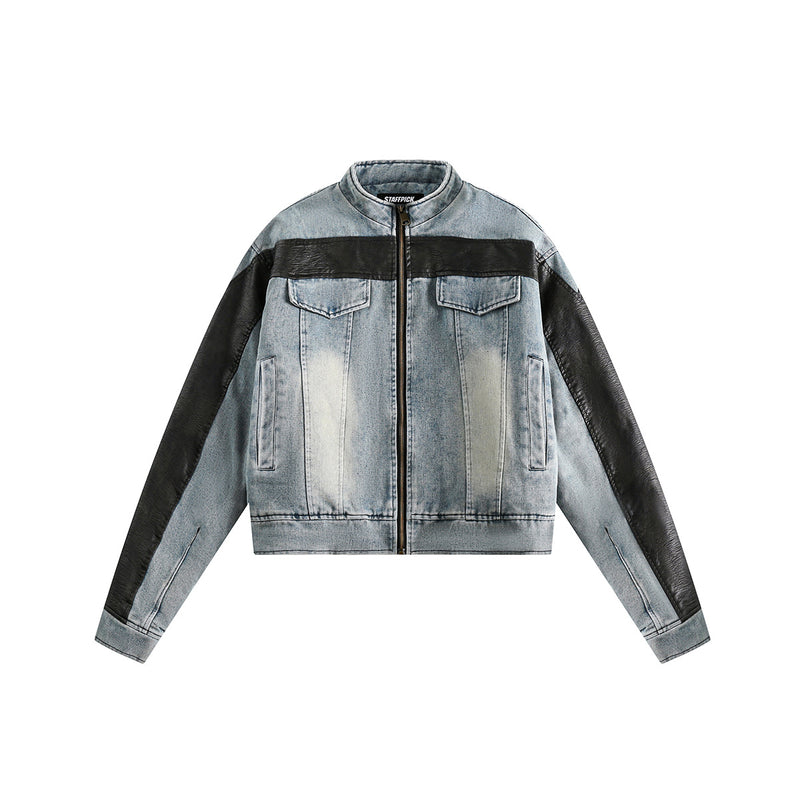 Unisex Jacket Winter Retro Patchwork Denim Cotton Coat