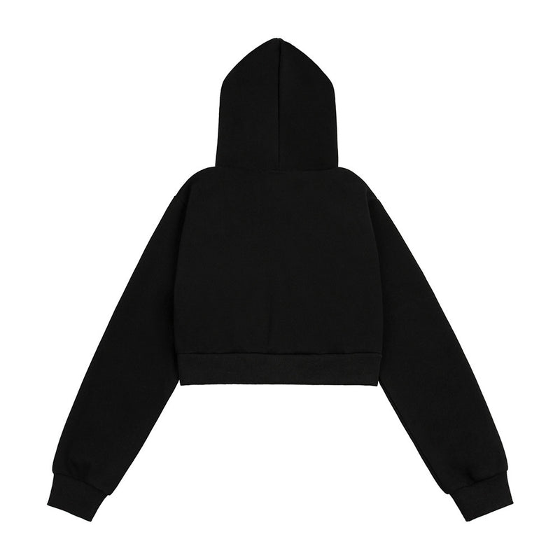 Women Hoodie Short Zipper Cardigan Sweater Autumn Hooded Jacket
