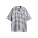 Unisex Jacket Fall Short Sleeve Plaid Shirt Women's Clothing