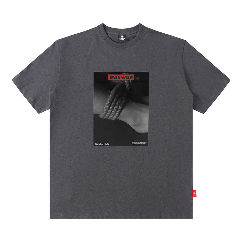 Men's T Shirt Printed Short-Sleeved T-shirt Men's and Women's American Retro Loose