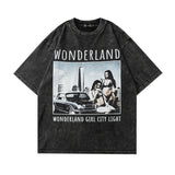 Men T Shirt Hiphot Printed Wash T-shirt Vintage Short Sleeve T-shirt