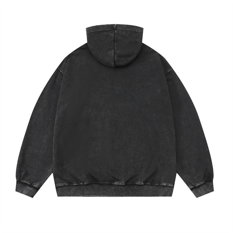 Men Hoodie English Letters Printed Hoodie Washed Old Men Loose Autumn Winter Coat