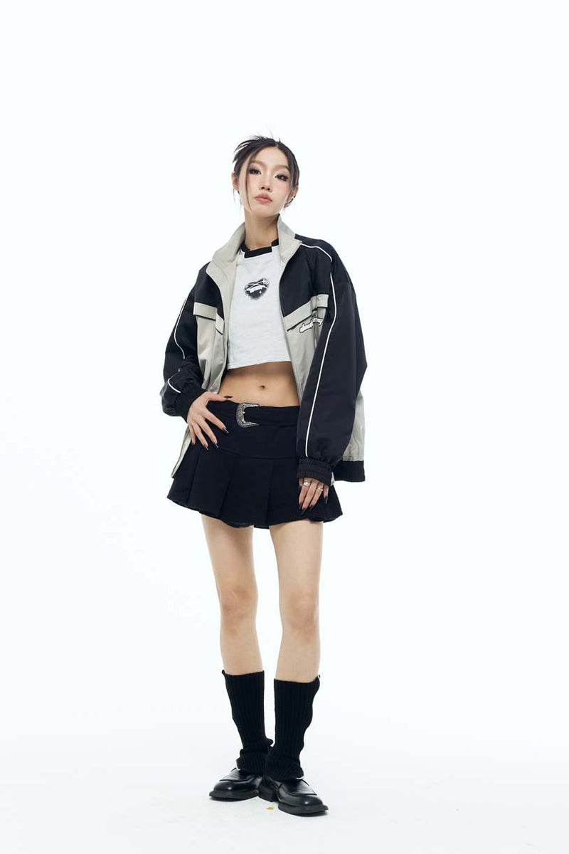 Unisex Jacket Autumn Stitching Stand Collar Coat Women's Clothing
