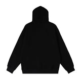 Men Fleece Lined Hoodie Embroidered Letter Hooded Sweaters Menswear Loose Street Coat