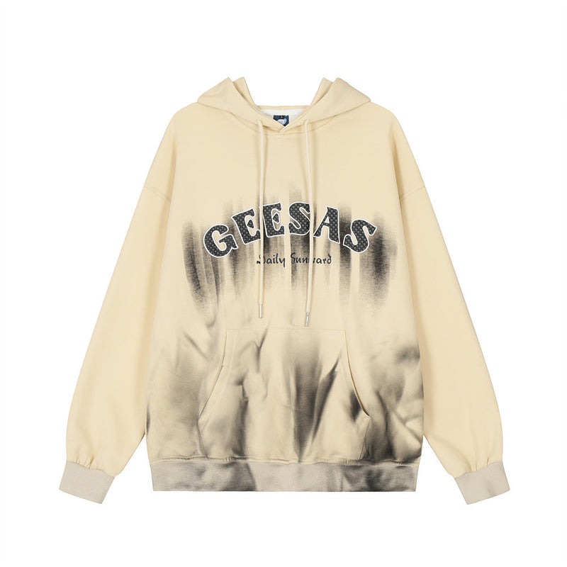 Men Hoodie Paste Cloth Embroidery Letter Inkjet Hooded Sweater