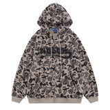 Men Fleece Lined Hoodie Camouflage Cardigan Sweater Men's Autumn and Winter High Street Zip Long Sleeve Coat
