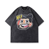 Men T Shirt Printed Washed Distressed Couple Short Sleeve T-shirt
