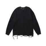 Men Hoodie Vibe Style Solid Color Simple Ripped Sweater Long Sleeve Loose round Neck Pullover Bottoming Shirt