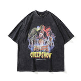 Men T Shirt Distressed Printed Loose Casual Short-Sleeved T-shirt Men