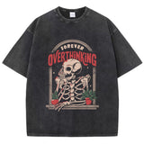 Casual Women'S Cotton Washed T-Shirts Skeleton Man