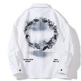 Men Long Sleeved T Shirt Letter Printed Long Sleeve Shirt Men's Spring and Autumn Leisure Loose Outer Shirt