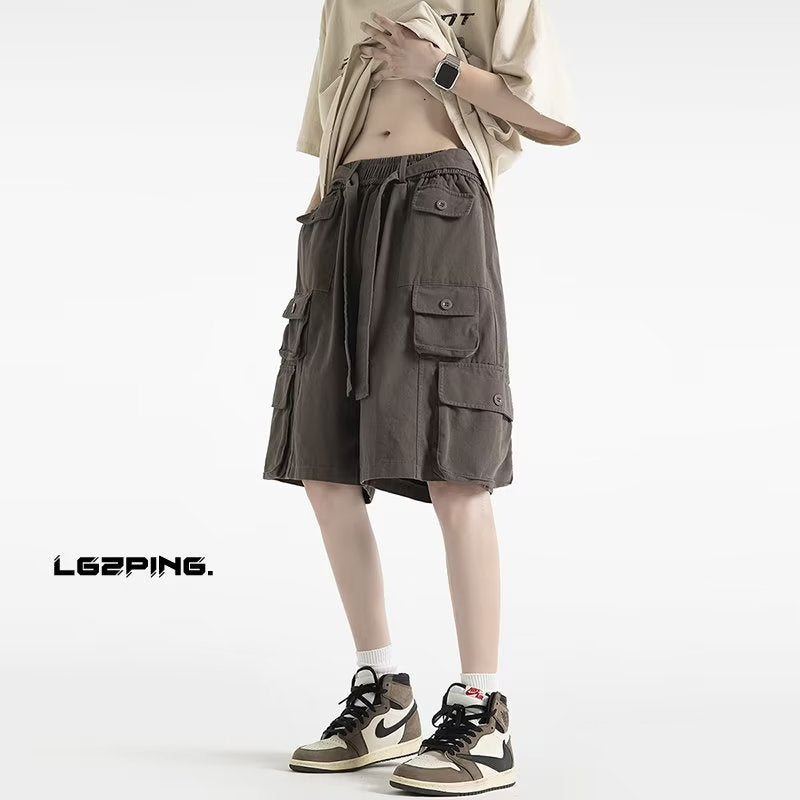 Men Sweatpants Cargo Shorts Men's Summer Loose Casual Pants