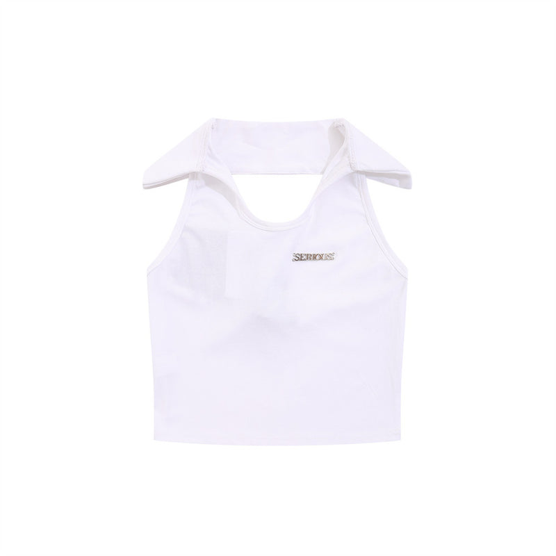 Women Vest Lapel Sleeveless Vest Short Girls' Summer Top