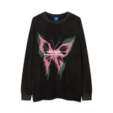 Men Long Sleeve Shirt Graffiti Printing Fried Color Bottoming Long Sleeve T-shirt Men's Loose All-Match Couple