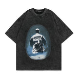 Men T Shirt Style Retro Washed and Worn Printed Loose Bottoming T-shirt Short Sleeve