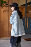 Unisex Jacket Autumn Washed Jacquard Denim Coat Women's Clothing