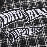 Men Long Sleeved T Shirt Letter Embroidered Street Lapel Long Sleeve Shirt Autumn Loose Fine Plaid Shirt