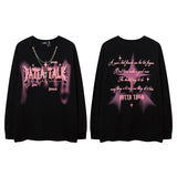Men Long Sleeve Shirt Gothic Letter Puff Print Couple Long Sleeve T-shirt