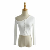 Women T-shirt Spring Short Tight Long Sleeve Bottoming Shirt Top