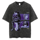 Harajuku Vintage Washed T Shirts Death Note Anime