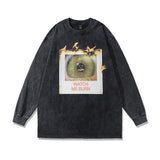 Men Long Sleeve Shirt Design Sense Washed and Worn Couple Long Sleeve T-shirt