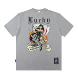 Men T Shirt Vintage Printed Spring and Summer Loose Short Sleeve T-shirt for Men and Women