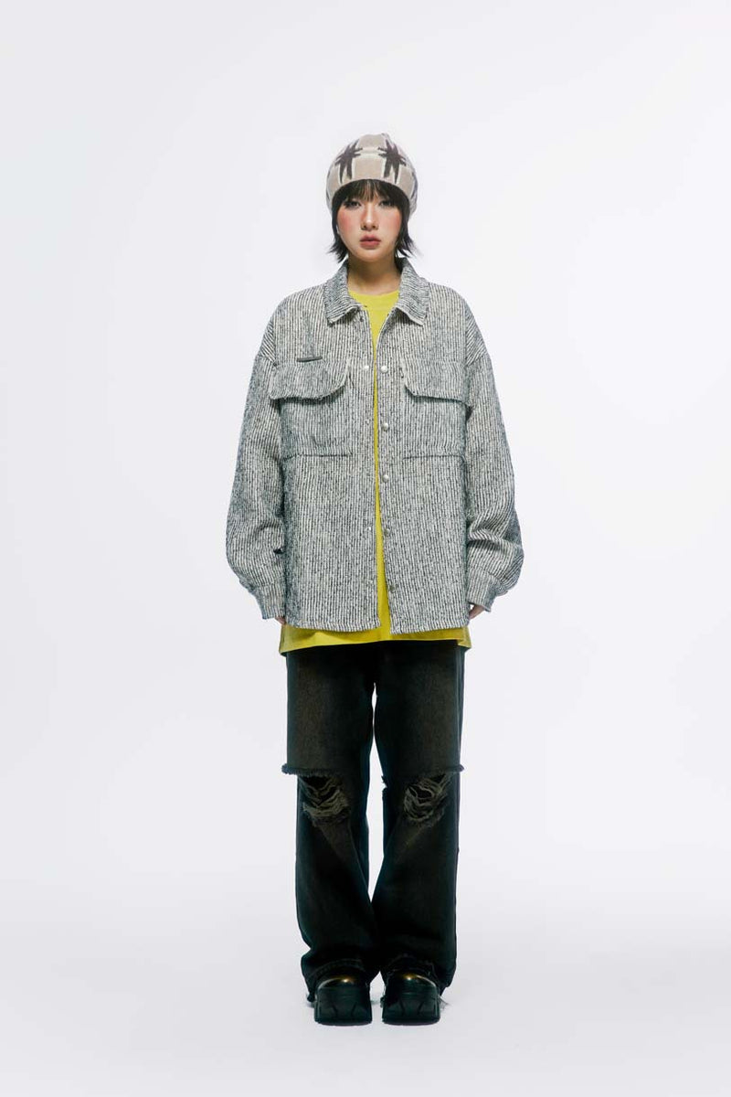 Unisex Jacket Autumn Striped Chanel Coat