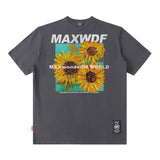 Men T Shirt Sunflower Oil Painting Printed Short-Sleeved T-shirt for Men and Women Couple