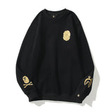Bathing Ape Sweatshirts Autumn and Winter Cartoon Embroidered Crew Neck Pullover and Fleece Sweater Men and Women