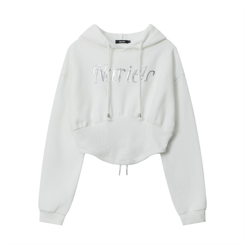Women Hoodie Embroidered Hooded Sweater Women's Autumn Short Hoodie
