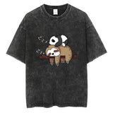 Cartoon Printed Tshirt Bear Pattern T-shirt Loose