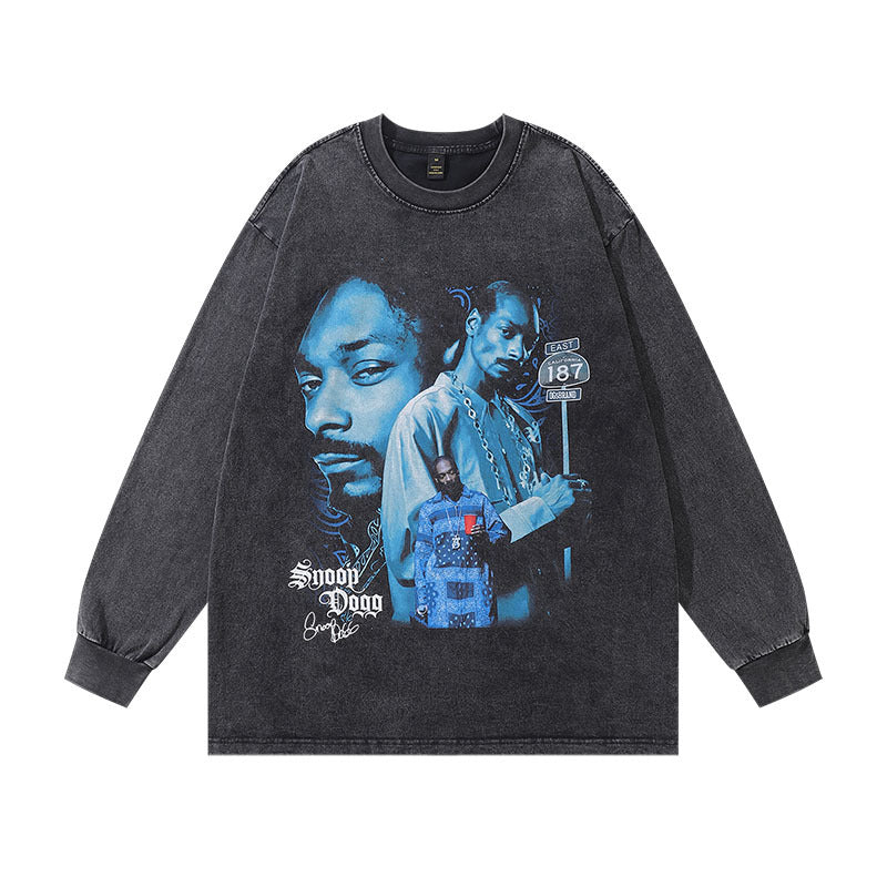 Men Long Sleeve Shirt Printed Vintage Long Sleeve T-shirt Men and Women Vintage