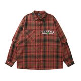 Men Long Sleeved T Shirt Plaid Long Sleeve Shirt Boys Sleeve Letter Lapel Shirt Coat