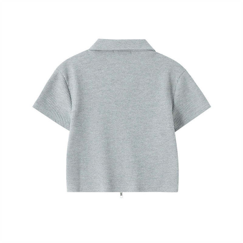 Women T-shirt Waffle Letter Print Short-Sleeve T-shirt Girls Short Summer