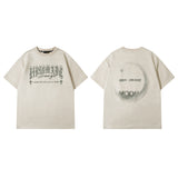 Men T Shirt Vintage Letter Print Short-Sleeve T-shirt Men and Women