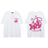 Men T Shirt Letter Print Short-Sleeve T-shirt Men and Women Loose Lovers Wild