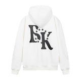 Men Fleece Lined Hoodie High Street Letters Printed Hoodie Men's Loose Hooded
