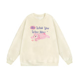 Men Hoodie Autumn and Winter round Neck Sweater Bear Printed Casual Long Sleeve Pullover Loose