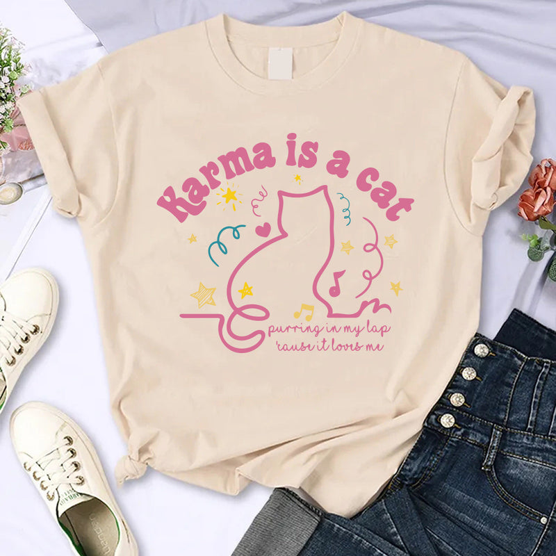 Karma Is A Cat T Shirt Midnights Retro T-Shirt