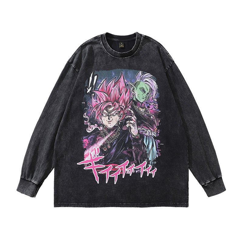 Men Long Sleeve Shirt Cartoon Print Bottoming Long Sleeve T-shirt Men and Women Oversize Couple's Tops