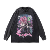 Men Long Sleeve Shirt Cartoon Print Bottoming Long Sleeve T-shirt Men and Women Oversize Couple's Tops