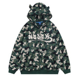 Men Fleece Lined Hoodie Camouflage Cardigan Sweater Men's Autumn and Winter High Street Zip Long Sleeve Coat