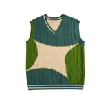 Unisex Sweatshirt Fall Color Contrast Patchwork Spring and Autumn Vest