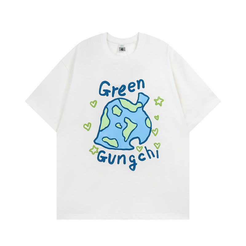 Men T Shirt Fashion Brand Sweet Cool Printed All-Matching Couple Short Sleeve T-shirt Men and Women